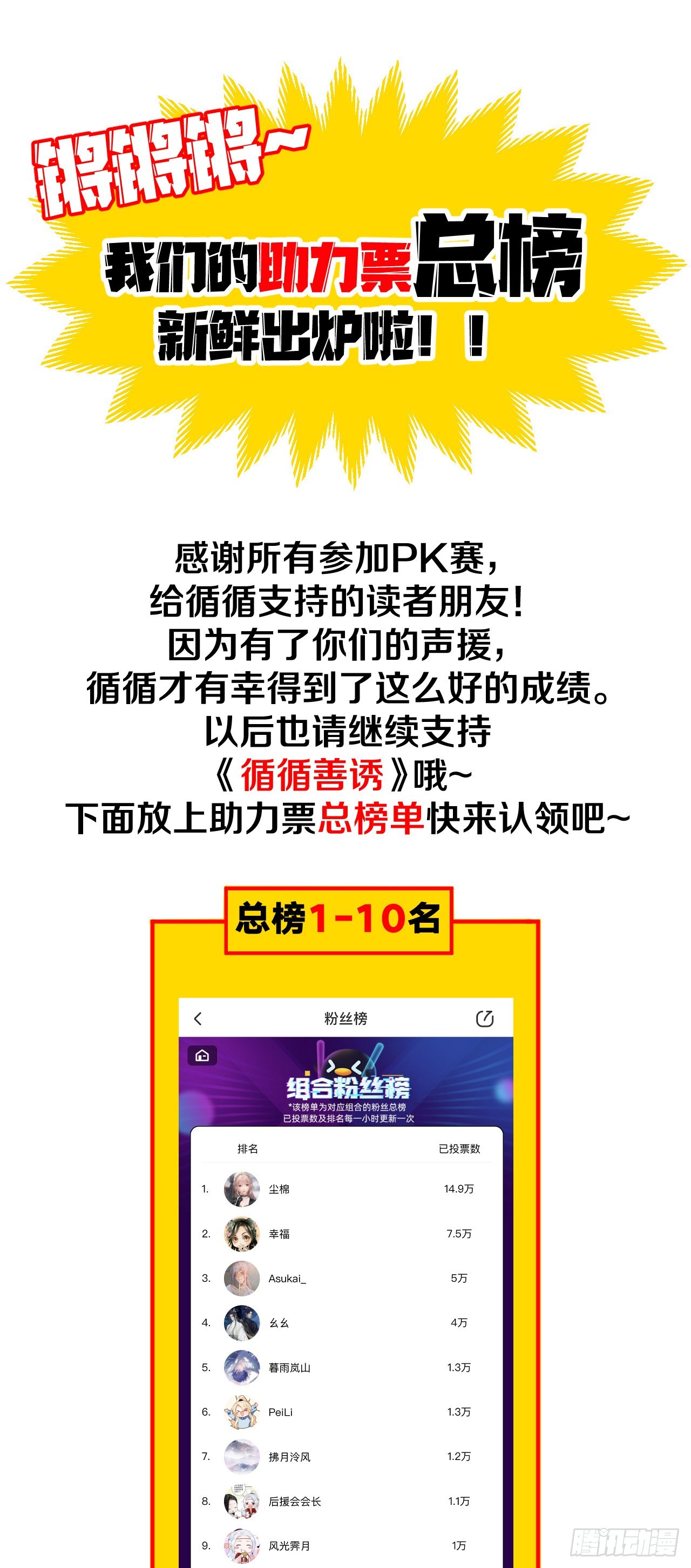 循循念靖（循循善誘、鹿鳴曲） - 組合PK賽助力票總榜前30名單 - 1